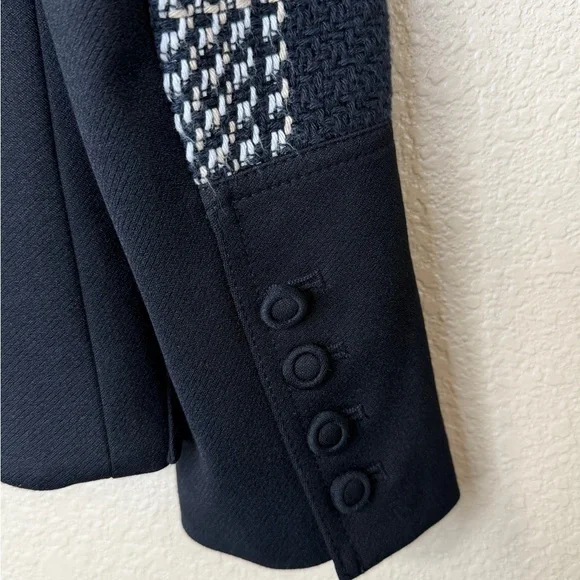 White House Black Market Black and White Plaid Blazer Textured Career Workwear - Picture 5 of 16